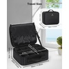 Relavel Makeup Case Large Makeup Bag Professional Train Case 16.5 inches Travel Cosmetic Organizer Brush Holder Waterproof Makeup Artist Storage Box, 3 Layer Large Capacity, with Adjustable Strap(Black S/M)