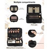 Relavel Makeup Case Large Makeup Bag Professional Train Case 16.5 inches Travel Cosmetic Organizer Brush Holder Waterproof Makeup Artist Storage Box, 3 Layer Large Capacity, with Adjustable Strap(m Black)