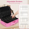 Relavel Makeup Case Large Makeup Bag Professional Train Case 16.5 inches Travel Cosmetic Organizer Brush Holder Waterproof Makeup Artist Storage Box, 3 Layer Large Capacity, with Adjustable Strap(Rose Pink)