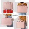 Relavel Makeup Case Large Makeup Bag Professional Train Case 16.5 inches Travel Cosmetic Organizer Brush Holder Waterproof Makeup Artist Storage Box, 3 Layer Large Capacity, with Adjustable Strap(Pink)