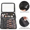 Relavel Makeup Case Large Makeup Bag Professional Train Case 16.5 inches Travel Cosmetic Organizer Brush Holder Waterproof Makeup Artist Storage Box, 3 Layer Large Capacity, with Adjustable Strap(with led mirror black)