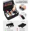 Relavel Makeup Case Large Makeup Bag Professional Train Case 16.5 inches Travel Cosmetic Organizer Brush Holder Waterproof Makeup Artist Storage Box, 3 Layer Large Capacity, with Adjustable Strap(plastic dividers black)
