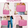 Relavel Makeup Case Large Makeup Bag Professional Train Case 16.5 inches Travel Cosmetic Organizer Brush Holder Waterproof Makeup Artist Storage Box, 3 Layer Large Capacity, with Adjustable Strap(Rose Pink)