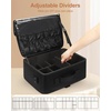Relavel Makeup Case Large Makeup Bag Professional Train Case 16.5 inches Travel Cosmetic Organizer Brush Holder Waterproof Makeup Artist Storage Box, 3 Layer Large Capacity, with Adjustable Strap(black with 3 clear bags)