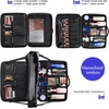 Relavel Makeup Case Large Makeup Bag Professional Train Case 16.5 inches Travel Cosmetic Organizer Brush Holder Waterproof Makeup Artist Storage Box, 3 Layer Large Capacity, with Adjustable Strap(pro black)