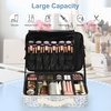 Relavel Makeup Case Large Makeup Bag Professional Train Case 16.5 inches Travel Cosmetic Organizer Brush Holder Waterproof Makeup Artist Storage Box, 3 Layer Large Capacity, with Adjustable Strap(Floral Print)