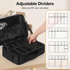 Relavel Makeup Case Large Makeup Bag Professional Train Case 16.5 inches Travel Cosmetic Organizer Brush Holder Waterproof Makeup Artist Storage Box, 3 Layer Large Capacity, with Adjustable Strap(Black M/L)