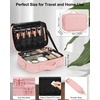 Relavel Makeup Case Large Makeup Bag Professional Train Case 16.5 inches Travel Cosmetic Organizer Brush Holder Waterproof Makeup Artist Storage Box, 3 Layer Large Capacity, with Adjustable Strap(m pink)