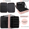 Relavel Makeup Case Large Makeup Bag Professional Train Case 16.5 inches Travel Cosmetic Organizer Brush Holder Waterproof Makeup Artist Storage Box, 3 Layer Large Capacity, with Adjustable Strap(Pink)