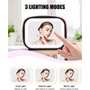 Relavel Mini Makeup Bag with Led Mirror, Small Floral Cosmetic Bag with 3 Light Modes, Rechargeable Portable Makeup Pouch with Hands-Free Wrist Strap for Pool Parties丨Work Touch-Ups丨Travel(01A-Pink Strip)