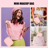 Relavel Mini Makeup Bag with Led Mirror, Small Floral Cosmetic Bag with 3 Light Modes, Rechargeable Portable Makeup Pouch with Hands-Free Wrist Strap for Pool Parties丨Work Touch-Ups丨Travel(01-Pink)