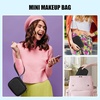 Relavel Mini Makeup Bag with Led Mirror, Small Floral Cosmetic Bag with 3 Light Modes, Rechargeable Portable Makeup Pouch with Hands-Free Wrist Strap for Pool Parties丨Work Touch-Ups丨Travel(01-Black)