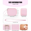 Relavel Mini Makeup Bag with Led Mirror, Small Floral Cosmetic Bag with 3 Light Modes, Rechargeable Portable Makeup Pouch with Hands-Free Wrist Strap for Pool Parties丨Work Touch-Ups丨Travel(01A-Pink Strip)