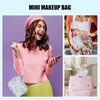 Relavel Mini Makeup Bag with Led Mirror, Small Floral Cosmetic Bag with 3 Light Modes, Rechargeable Portable Makeup Pouch with Hands-Free Wrist Strap for Pool Parties丨Work Touch-Ups丨Travel(01A-Blue Flower)