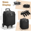Relavel Rolling Makeup Case with 4 Small Makeup Bags, Large Make Up Travel Organizer with 2 big Wheels, Professional Lockable Makeup Artist Backpack with Adjustable Dividers for Daily Use – Black(1-Black+4 clear bag (6th Gen))