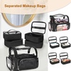 Relavel Rolling Makeup Case with 4 Small Makeup Bags, Large Make Up Travel Organizer with 2 big Wheels, Professional Lockable Makeup Artist Backpack with Adjustable Dividers for Daily Use – Black(1-Black+Brush Case(6th Gen))