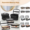 Relavel Rolling Makeup Case with 4 Small Makeup Bags, Large Make Up Travel Organizer with 2 big Wheels, Professional Lockable Makeup Artist Backpack with Adjustable Dividers for Daily Use – Black(1-Black+4 clear bag (6th Gen))