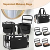 Relavel Rolling Makeup Case with 4 Small Makeup Bags, Large Make Up Travel Organizer with 2 big Wheels, Professional Lockable Makeup Artist Backpack with Adjustable Dividers for Daily Use – Black(1-Black with Clear Makeup Bag (6th Gen))