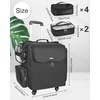 Relavel Rolling Makeup Train Case, Hairstylist Traveling Bag with 4 Wheels, Heat Insulation Full Layer, Adjustable Dividers, Hair Tools and Cosmetics Storage Organizer Trolley Suitcase Makeup Cart(Black-6 pcs clear bags)