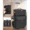 Relavel Rolling Makeup Train Case, Hairstylist Traveling Bag with 4 Wheels, Heat Insulation Full Layer, Adjustable Dividers, Hair Tools and Cosmetics Storage Organizer Trolley Suitcase Makeup Cart(Black-large makeup case)