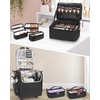 Relavel Rolling Makeup Train Case, Hairstylist Traveling Bag with 4 Wheels, Heat Insulation Full Layer, Adjustable Dividers, Hair Tools and Cosmetics Storage Organizer Trolley Suitcase Makeup Cart(Black-large makeup case)