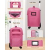 Relavel Rolling Makeup Train Case, Hairstylist Traveling Bag with 4 Wheels, Heat Insulation Full Layer, Adjustable Dividers, Hair Tools and Cosmetics Storage Organizer Trolley Suitcase Makeup Cart(Rose Pink)