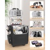 Relavel Rolling Makeup Train Case, Hairstylist Traveling Bag with 4 Wheels, Heat Insulation Full Layer, Adjustable Dividers, Hair Tools and Cosmetics Storage Organizer Trolley Suitcase Makeup Cart(Black)