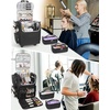 Relavel Rolling Makeup Train Case, Hairstylist Traveling Bag with 4 Wheels, Heat Insulation Full Layer, Adjustable Dividers, Hair Tools and Cosmetics Storage Organizer Trolley Suitcase Makeup Cart(Black-hair stylist backpack)