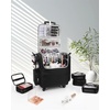Relavel Rolling Makeup Train Case, Hairstylist Traveling Bag with 4 Wheels, Heat Insulation Full Layer, Adjustable Dividers, Hair Tools and Cosmetics Storage Organizer Trolley Suitcase Makeup Cart(Black-6 pcs clear bags)