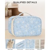 Relavel Travel Makeup Bag, Large Floral Cosmetic Bag with Makeup Brush Compartment, Portable Makeup Pouch for Women, Double Layer Makeup Organizer Bag Cute Toiletry Bag(01A-White Flower)