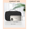 Relavel Travel Makeup Bag, Large Floral Cosmetic Bag with Makeup Brush Compartment, Portable Makeup Pouch for Women, Double Layer Makeup Organizer Bag Cute Toiletry Bag(01-Black)