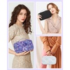 Relavel Travel Makeup Bag, Large Floral Cosmetic Bag with Makeup Brush Compartment, Portable Makeup Pouch for Women, Double Layer Makeup Organizer Bag Cute Toiletry Bag(01B-Floral Purple)