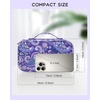 Relavel Travel Makeup Bag, Large Floral Cosmetic Bag with Makeup Brush Compartment, Portable Makeup Pouch for Women, Double Layer Makeup Organizer Bag Cute Toiletry Bag(01B-Floral Purple)