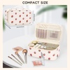 Relavel Travel Makeup Bag, Large Floral Cosmetic Bag with Makeup Brush Compartment, Portable Makeup Pouch for Women, Double Layer Makeup Organizer Bag Cute Toiletry Bag(01A-Strawberry)