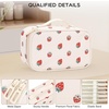 Relavel Travel Makeup Bag, Large Floral Cosmetic Bag with Makeup Brush Compartment, Portable Makeup Pouch for Women, Double Layer Makeup Organizer Bag Cute Toiletry Bag(01A-Strawberry)