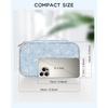 Relavel Travel Makeup Bag, Large Floral Cosmetic Bag with Makeup Brush Compartment, Portable Makeup Pouch for Women, Double Layer Makeup Organizer Bag Cute Toiletry Bag(01A-White Flower)