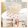 Relavel Travel Makeup Bag, Large Floral Cosmetic Bag with Makeup Brush Compartment, Portable Makeup Pouch for Women, Double Layer Makeup Organizer Bag Cute Toiletry Bag(01A-Strawberry)