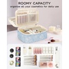 Relavel Travel Makeup Bag, Large Floral Cosmetic Bag with Makeup Brush Compartment, Portable Makeup Pouch for Women, Double Layer Makeup Organizer Bag Cute Toiletry Bag(01A-White Flower)