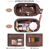 Relavel Travel Makeup Bag, Large Floral Cosmetic Bag with Makeup Brush Compartment, Portable Makeup Pouch for Women, Double Layer Makeup Organizer Bag Cute Toiletry Bag(03-Brown & Black)
