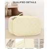 Relavel Travel Makeup Bag, Large Floral Cosmetic Bag with Makeup Brush Compartment, Portable Makeup Pouch for Women, Double Layer Makeup Organizer Bag Cute Toiletry Bag(02-White)