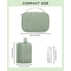 Relavel Travel Makeup Bag, Large Floral Cosmetic Bag with Makeup Brush Compartment, Portable Makeup Pouch for Women, Double Layer Makeup Organizer Bag Cute Toiletry Bag(01-Green)