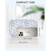 Relavel Travel Makeup Bag, Large Floral Cosmetic Bag with Makeup Brush Compartment, Portable Makeup Pouch for Women, Double Layer Makeup Organizer Bag Cute Toiletry Bag(01-Blue Flower)