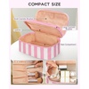 Relavel Travel Makeup Bag, Large Floral Cosmetic Bag with Makeup Brush Compartment, Portable Makeup Pouch for Women, Double Layer Makeup Organizer Bag Cute Toiletry Bag(01B-Wide Strip)