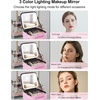 Relavel Travel Makeup Bag With LED Mirror, 16.2″ Large Makeup Train Case, 3 Color Scenarios Adjustable Brightness, Waterproof Makeup Train Case Organizer with DIY Dividers for Makeup Artist, Black(03-PU Pink)