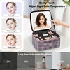 Relavel Travel Makeup Bag With LED Mirror, 16.2″ Large Makeup Train Case, 3 Color Scenarios Adjustable Brightness, Waterproof Makeup Train Case Organizer with DIY Dividers for Makeup Artist, Black(03-Grey Strip)