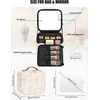 Relavel Travel Makeup Bag With LED Mirror, 16.2″ Large Makeup Train Case, 3 Color Scenarios Adjustable Brightness, Waterproof Makeup Train Case Organizer with DIY Dividers for Makeup Artist, Black(03-Lily Flower)