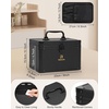 Relavel Travel Makeup Bag With LED Mirror, 16.2″ Large Makeup Train Case, 3 Color Scenarios Adjustable Brightness, Waterproof Makeup Train Case Organizer with DIY Dividers for Makeup Artist, Black(01-Black)