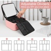 Relavel Travel Makeup Bag With LED Mirror, 16.2″ Large Makeup Train Case, 3 Color Scenarios Adjustable Brightness, Waterproof Makeup Train Case Organizer with DIY Dividers for Makeup Artist, Black(01-Pink)