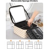Relavel Travel Makeup Bag With LED Mirror, 16.2″ Large Makeup Train Case, 3 Color Scenarios Adjustable Brightness, Waterproof Makeup Train Case Organizer with DIY Dividers for Makeup Artist, Black(01-Plaid)