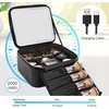 Relavel Travel Makeup Bag With LED Mirror, 16.2″ Large Makeup Train Case, 3 Color Scenarios Adjustable Brightness, Waterproof Makeup Train Case Organizer with DIY Dividers for Makeup Artist, Black(02-Glossy Black)
